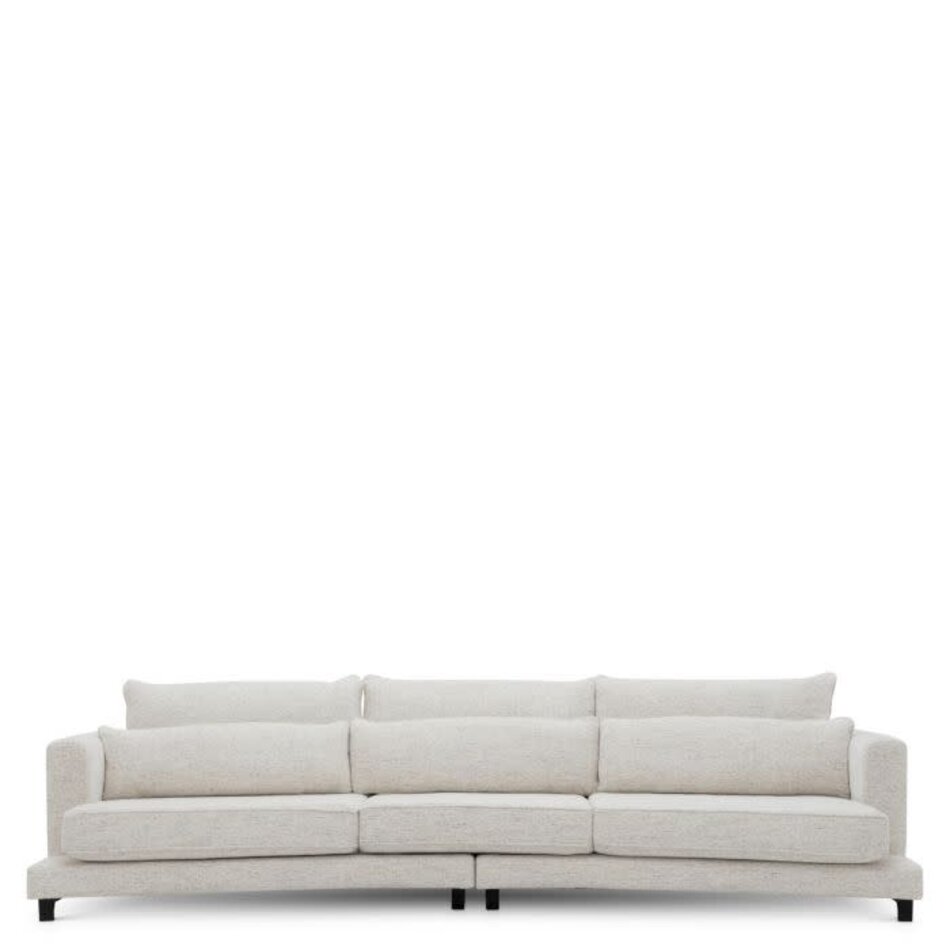 Eichholtz Savarana Sofa – Luxury Designer Sofa in Seashell Off-White Fabric with Black Feet – Modern Seating 320 cm Eichholtz Savarana Sofa – Luxury Designer Sofa in Seashell Off-White Fabric with Black Feet – Modern Seating 320 cm