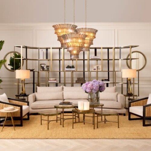 Eichholtz Savarana Sofa – Luxury Designer Sofa in Seashell Off-White Fabric with Black Feet – Modern Seating 320 cm Eichholtz Savarana Sofa – Luxury Designer Sofa in Seashell Off-White Fabric with Black Feet – Modern Seating 320 cm