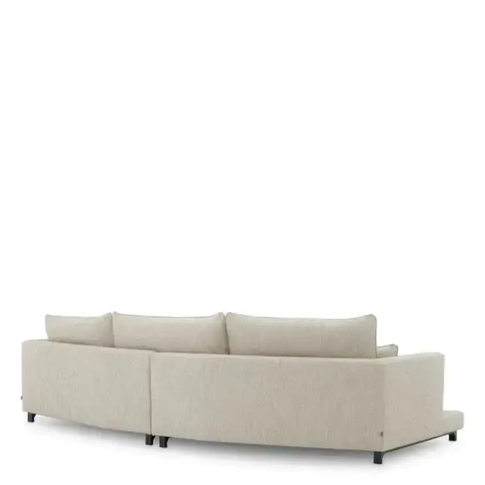 Eichholtz Savarana Sofa - Luxury Designer Sofa in Splendor Light Grey Fabric with Black Legs - Modern Sofa 320 cm