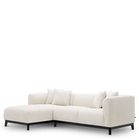 Corso Lounge Bank Links – Luxe Designbank in Lyssa Off-White Stof met Zwarte Basis – Moderne Loungesofa 232 cm