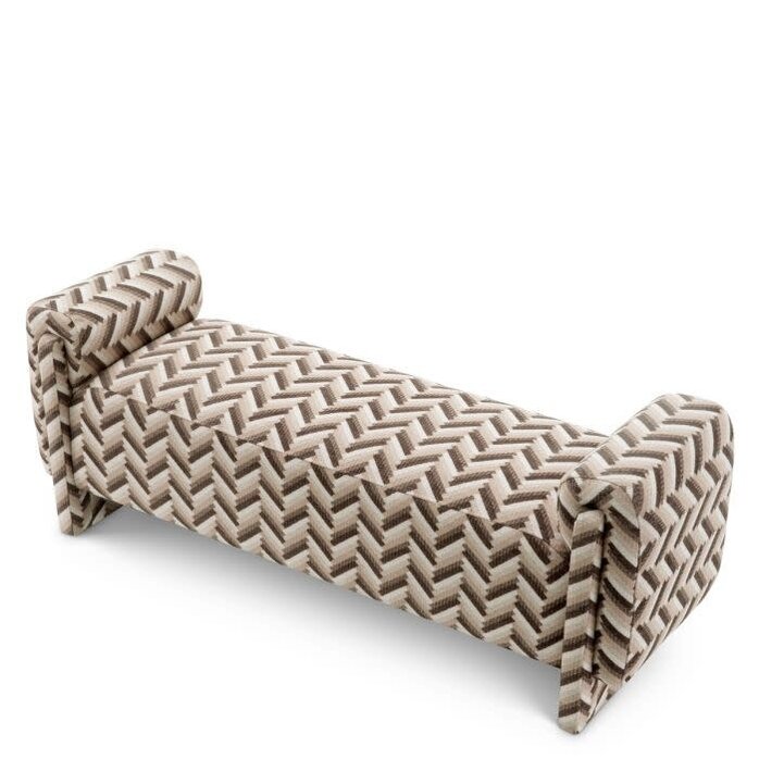 Eichholtz Del Vale Bank – Luxe Designbank in Chevron Bruine Stof – Elegante Zitbank met Tijdloze Uitstraling - 232 cm