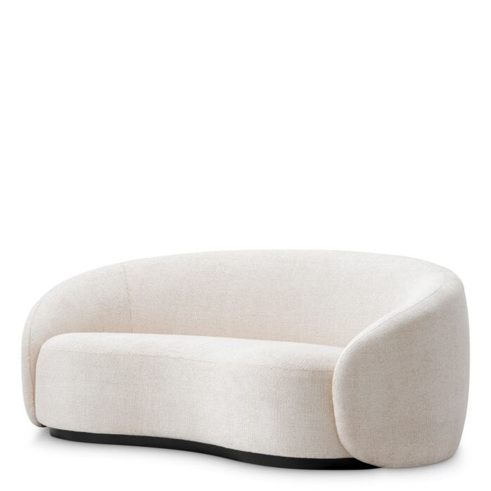 Eichholtz Amore S Sofa - Luxury Design Sofa in Lyssa Off-White Fabric with Black Wooden Base - Compact Modern Sofa 192 cm