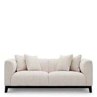 Corso S Bank – Luxe Designbank in Lyssa Off-White Stof met Zwarte Basis – Compacte Moderne Zitbank 190 cm