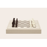 Luxury Leather Chess Set 35 cm - Handmade Ivory Buffalo Leather | Exclusive French Design