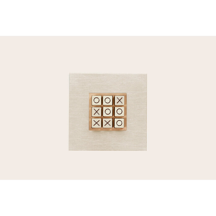 Hector Saxe Luxury Tic Tac Toe in Beige Denim - Handmade French Design | Modern Play & Decoration Piece