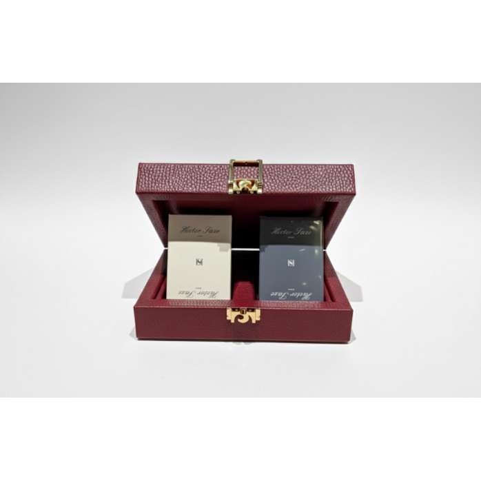 Hector Saxe Luxury Leather Card Game | Crimson | Handmade French Design