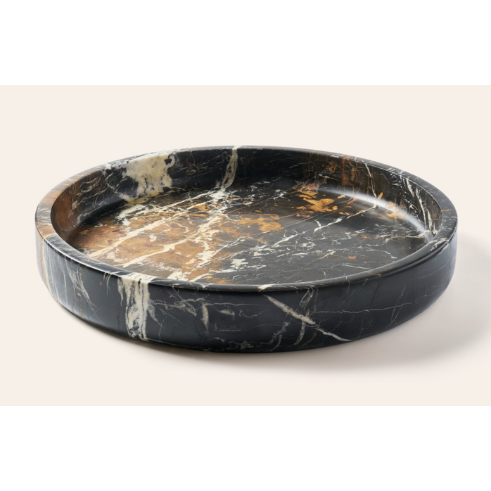 Zaconi Tray Livelli High Edge Black Amber - Marble - 56W x 9H