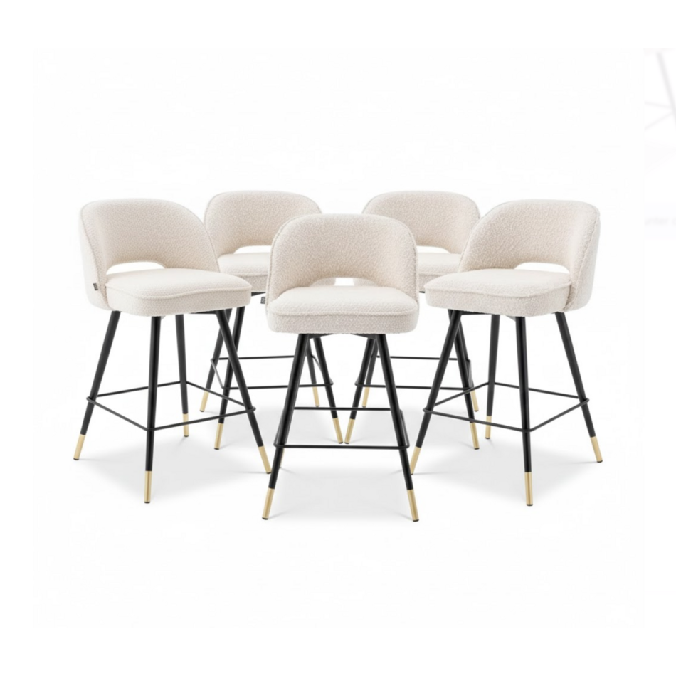 Eichholtz 5 stuks - Counter Stool Cliff Boucle Cream Eichholtz 5 stuks - Counter Stool Cliff Boucle Cream