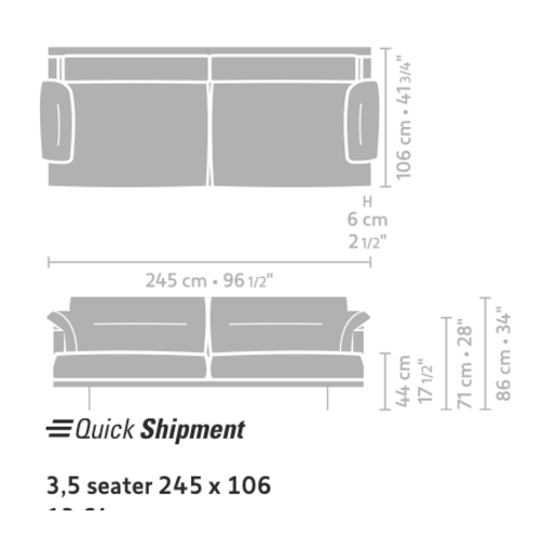 Linteloo George Sofa - 3.5 Seater - Brescia 01 PG3 - Gunmetal Leg Linteloo George Sofa - 3.5 Seater - Brescia 01 PG3 - Gunmetal Leg