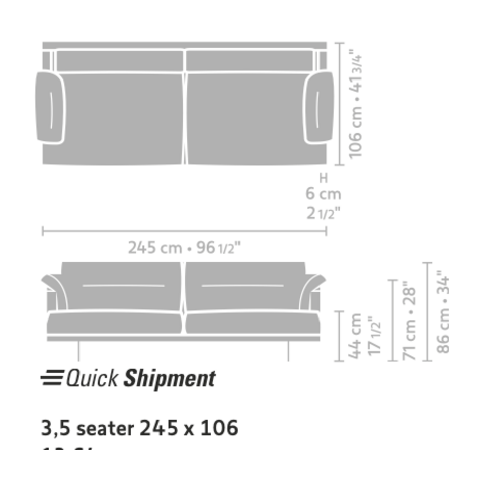 Linteloo George Sofa - 3.5 Seater - Brescia 01 PG3 - Gunmetal Leg Linteloo George Sofa - 3.5 Seater - Brescia 01 PG3 - Gunmetal Leg