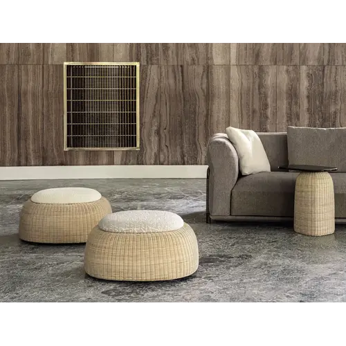 Frigerio Sam Pouf - Design Pouf in Woven Wicker with Organic Shape