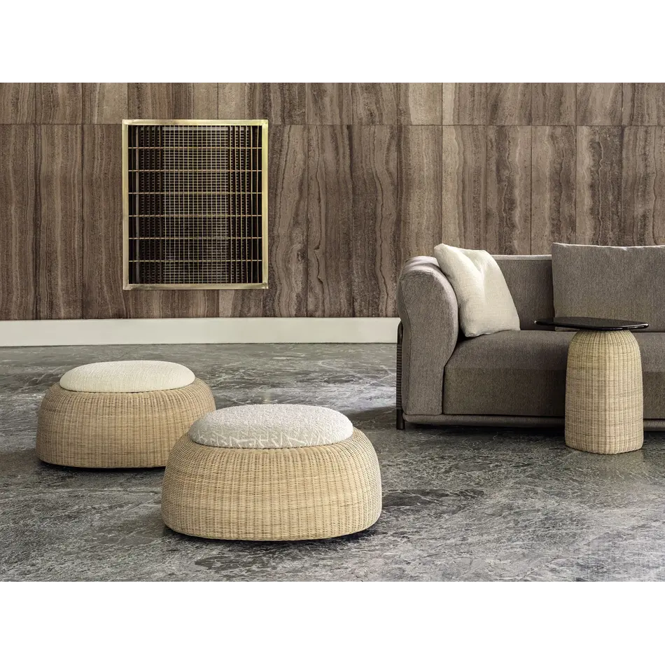 Frigerio Sam Pouf - Design Pouf in Woven Wicker with Organic Shape