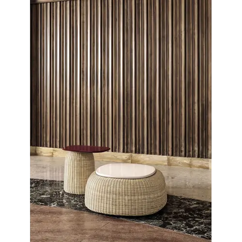 Frigerio Sam Side Table & Server - Design Furniture in Woven Wicker with Organic Shape
