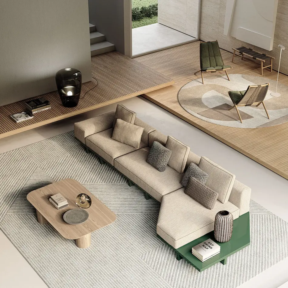 Frigerio View Modular Sofa - Architectural Platform Sofa with Personalizable Accessories