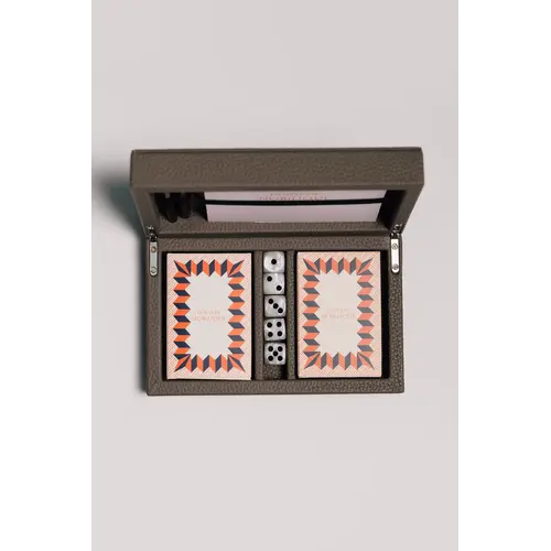 House of Nobilique Card Box Taupe – Luxe Lederen Speelkaarten Box met Dice & Yahtzee Notitieboek