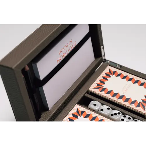 House of Nobilique Card Box Taupe – Luxe Lederen Speelkaarten Box met Dice & Yahtzee Notitieboek