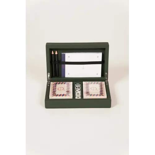 House of Nobilique Card Box Green – Luxe Lederen Speelkaarten Box met Dice & Yahtzee Notitieboek