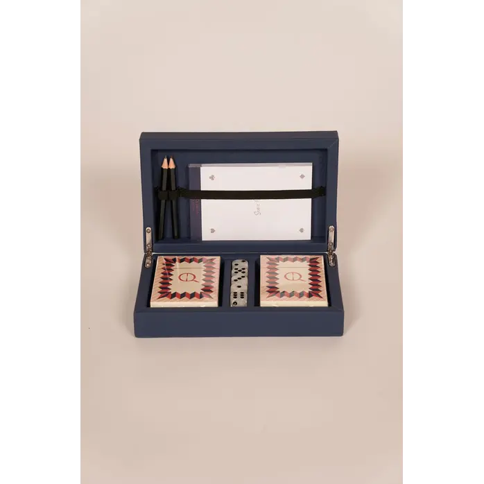House of Nobilique Card Box Deep Blue - Deluxe Leather Playing Cards Box with Dice & Yahtzee Notebook House of Nobilique Card Box Deep Blue - Deluxe Leather Playing Cards Box with Dice & Yahtzee Notebook