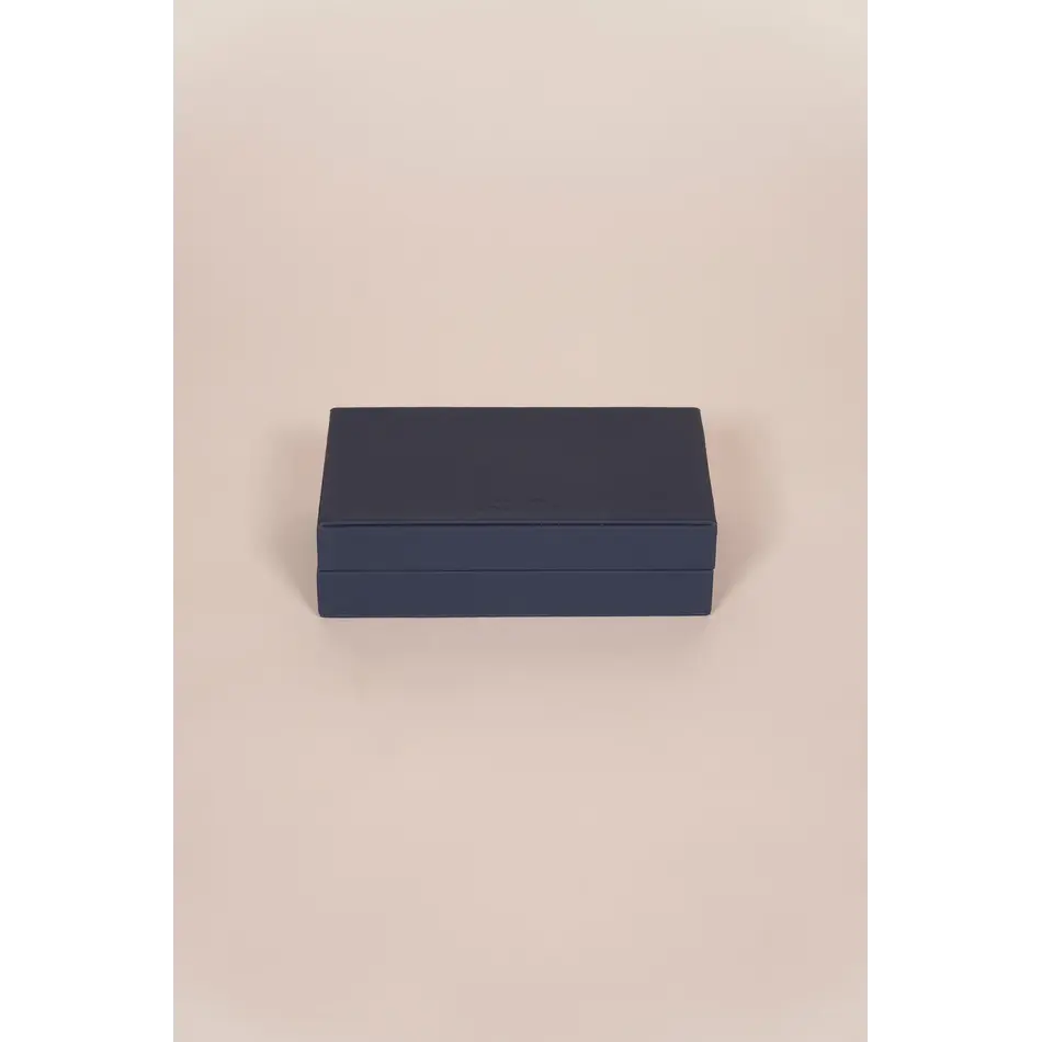 House of Nobilique Card Box Deep Blue – Luxe Lederen Speelkaarten Box met Dice & Yahtzee Notitieboek