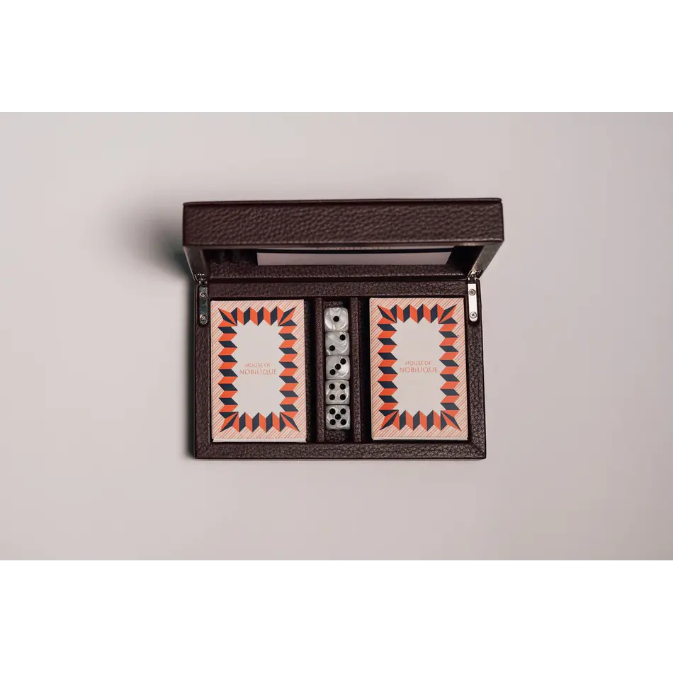House of Nobilique Card Box Burgundy – Luxe Lederen Speelkaarten Box met Dice & Yahtzee Notitieboek