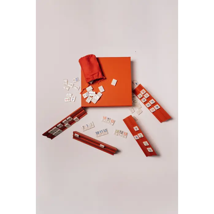 House of Nobilique Rummikub Orange – Exclusieve Luxe Lederen Rummikub Set (32 x 32 cm)