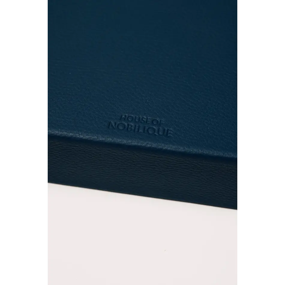 House of Nobilique Booklet Backgammon Deep Blue – Luxe Lederen Backgammon Set met Magnetische Sluiting (31 x 16 cm)