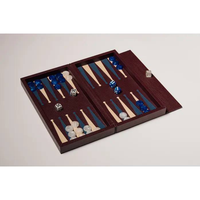 House of Nobilique Booklet Backgammon Burgundy – Luxe Lederen Backgammon Set met Magnetische Sluiting (31 x 16 cm)