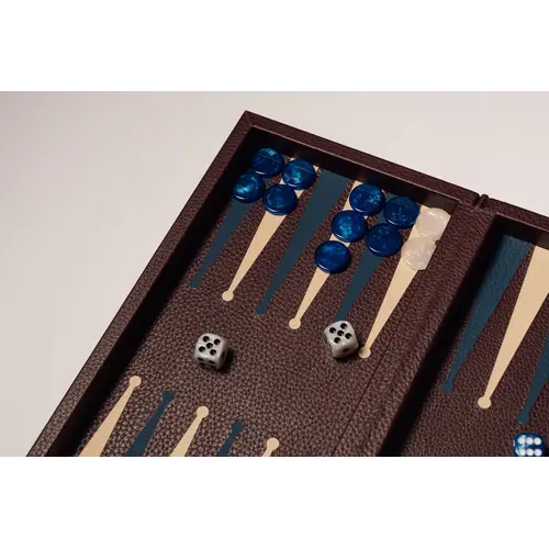 House of Nobilique Booklet Backgammon Burgundy – Luxe Lederen Backgammon Set met Magnetische Sluiting (31 x 16 cm)