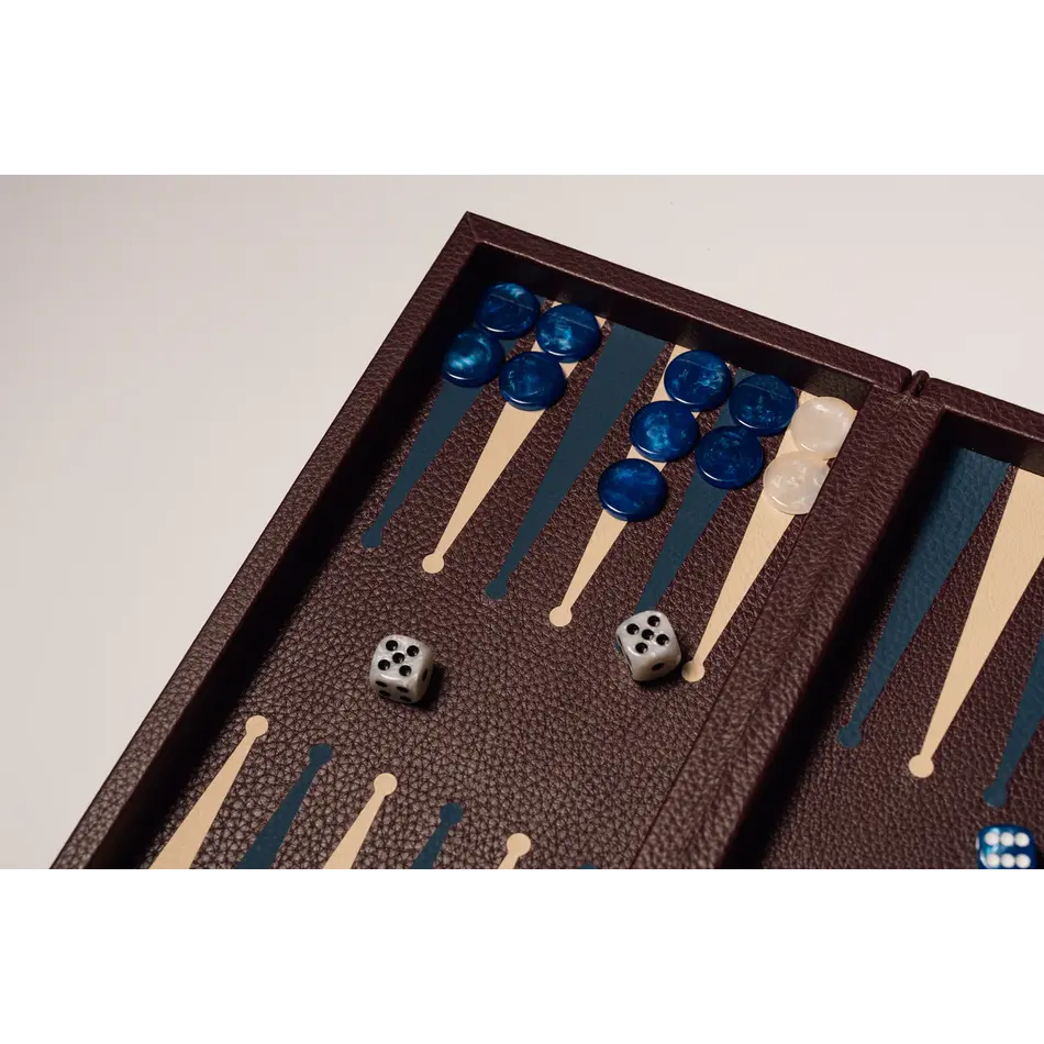 House of Nobilique Booklet Backgammon Burgundy – Luxe Lederen Backgammon Set met Magnetische Sluiting (31 x 16 cm)