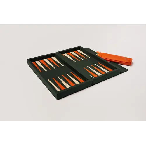 House of Nobilique Booklet Backgammon Green – Luxe Lederen Backgammon Set met Magnetische Sluiting (31 x 16 cm)