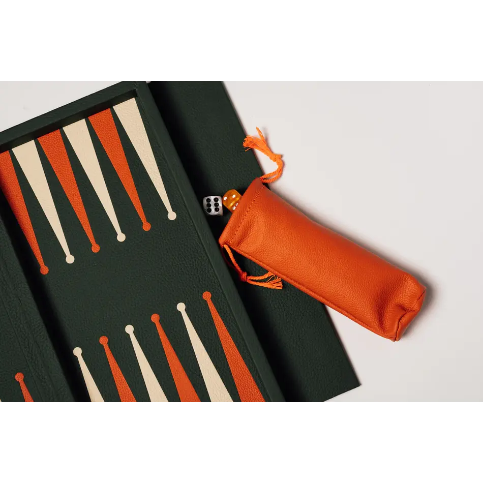 House of Nobilique Booklet Backgammon Green – Luxe Lederen Backgammon Set met Magnetische Sluiting (31 x 16 cm)