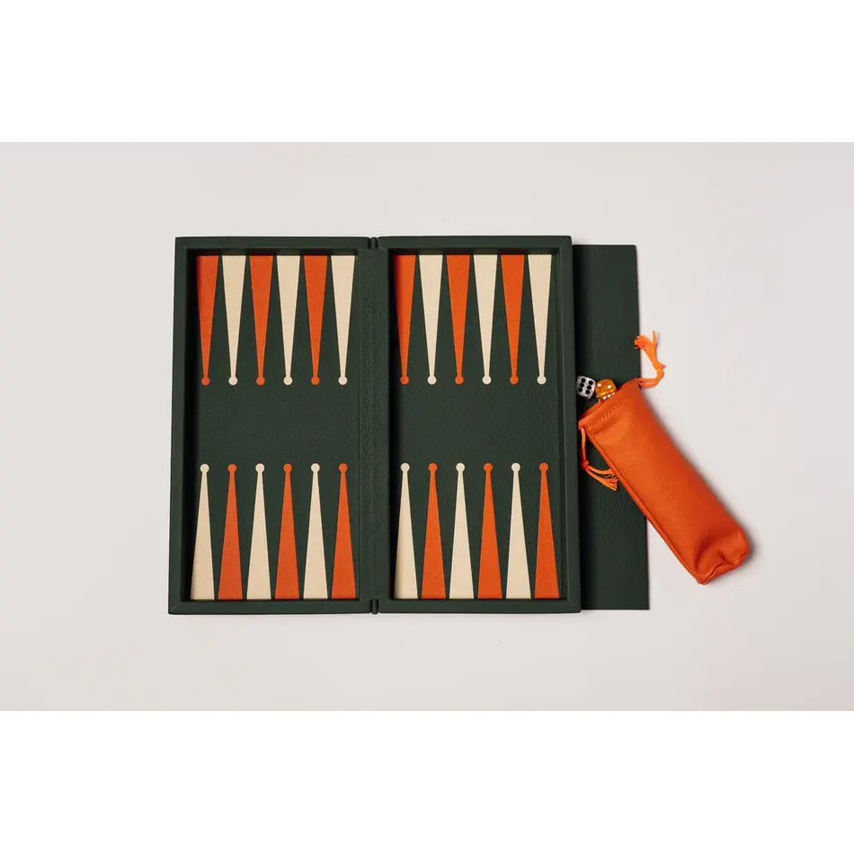 House of Nobilique Booklet Backgammon Green – Luxe Lederen Backgammon Set met Magnetische Sluiting (31 x 16 cm)