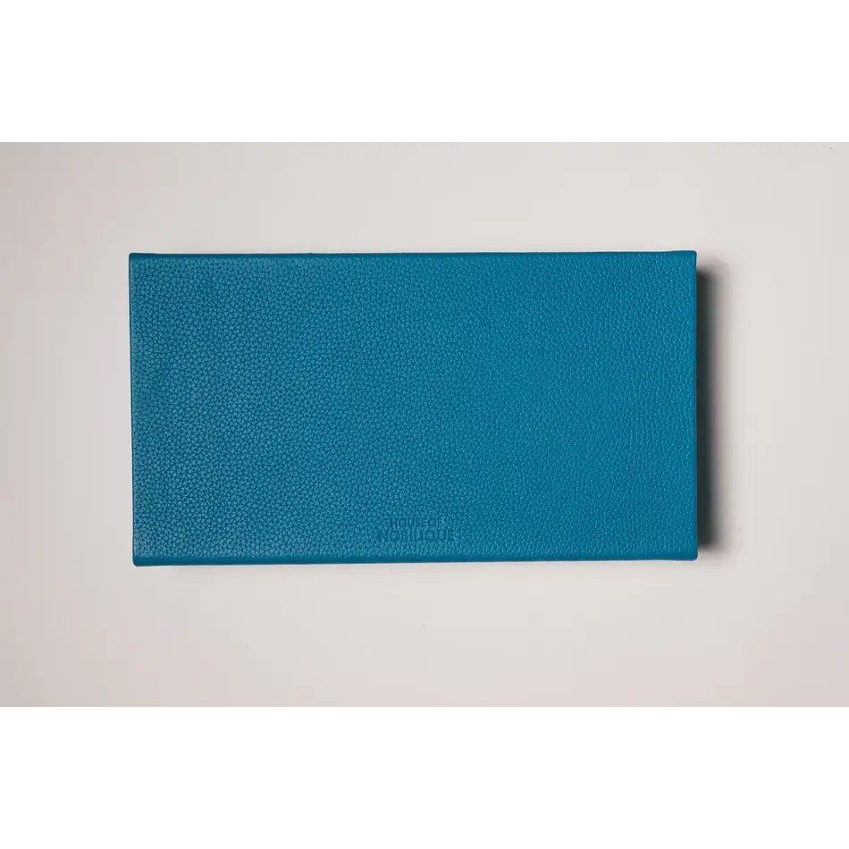 House of Nobilique Booklet Backgammon Azure Blue – Luxe Lederen Backgammon Set met Magnetische Sluiting (31 x 16 cm)