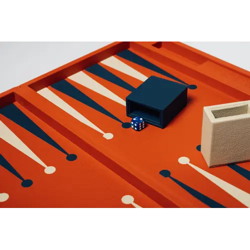 House of Nobilique Big Backgammon Orange – Oversized Luxe Lederen Backgammon Table Book (48 x 58 cm)