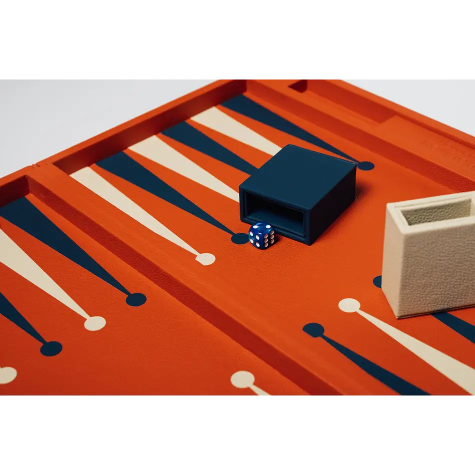 House of Nobilique Big Backgammon Orange – Oversized Luxe Lederen Backgammon Table Book (48 x 58 cm)