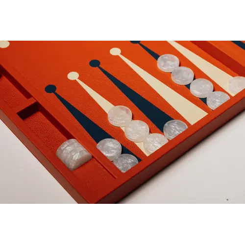 House of Nobilique Big Backgammon Orange – Oversized Luxe Lederen Backgammon Table Book (48 x 58 cm)