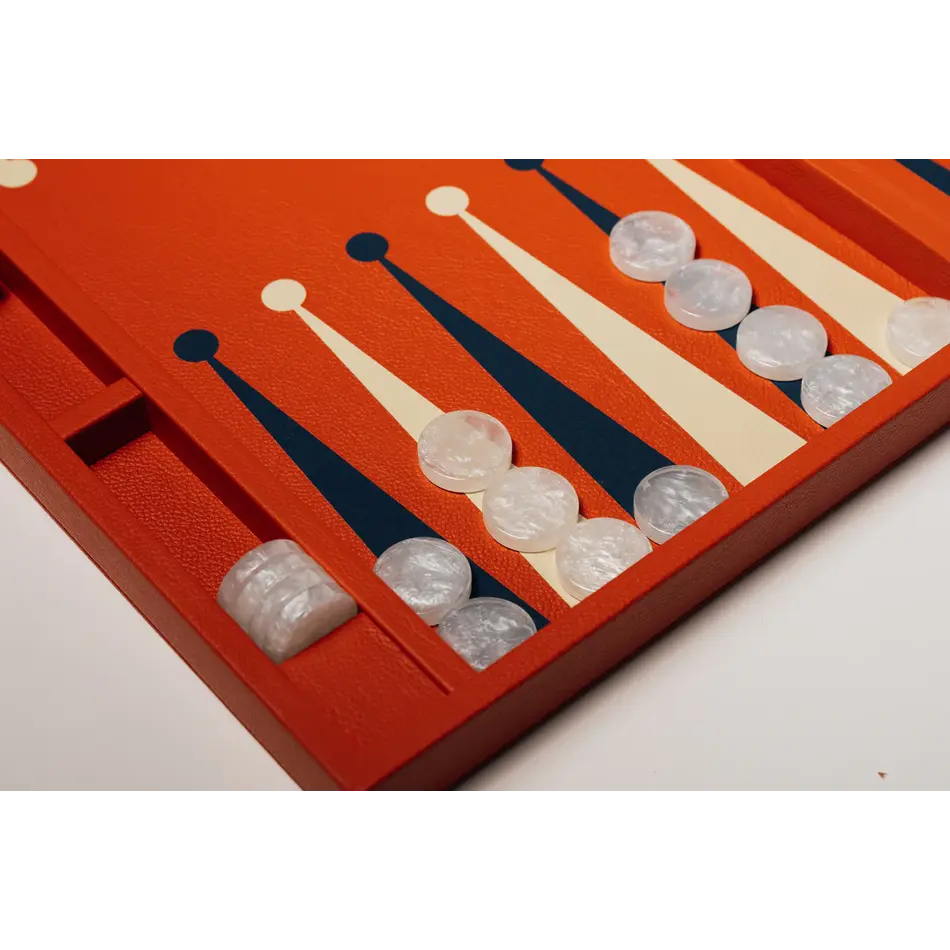 House of Nobilique Big Backgammon Orange – Oversized Luxe Lederen Backgammon Table Book (48 x 58 cm)