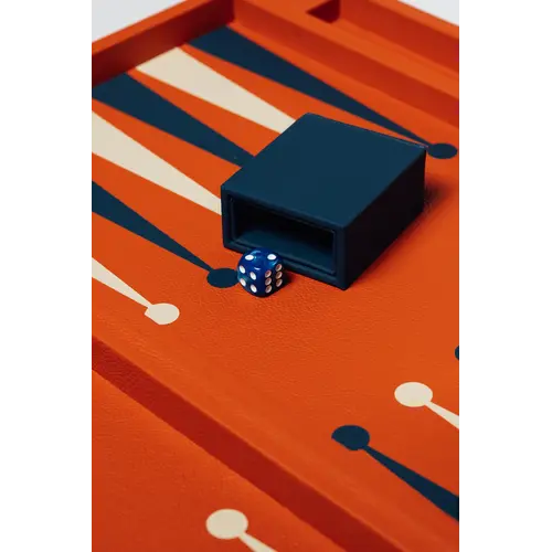 House of Nobilique Big Backgammon Orange – Oversized Luxe Lederen Backgammon Table Book (48 x 58 cm)