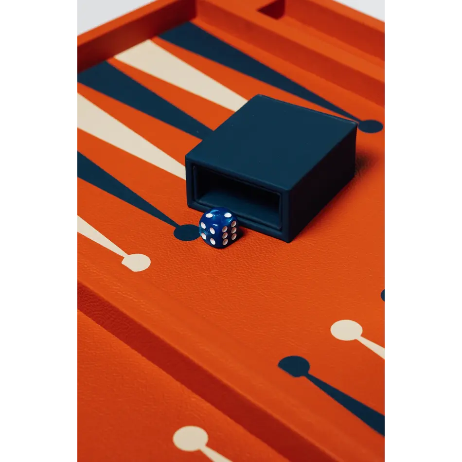 House of Nobilique Big Backgammon Orange – Oversized Luxe Lederen Backgammon Table Book (48 x 58 cm)