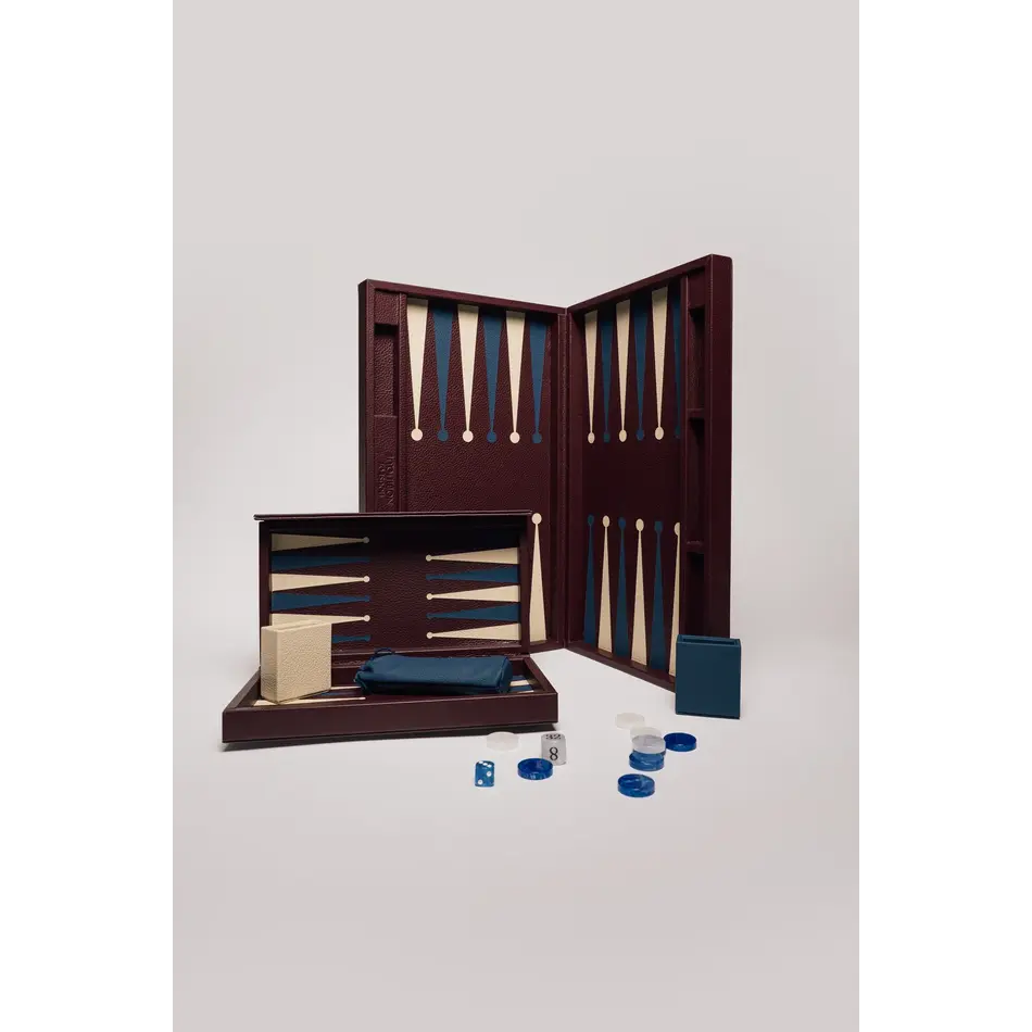 House of Nobilique Big Backgammon Burgundy – Oversized Luxe Lederen Backgammon Table Book (48 x 58 cm)