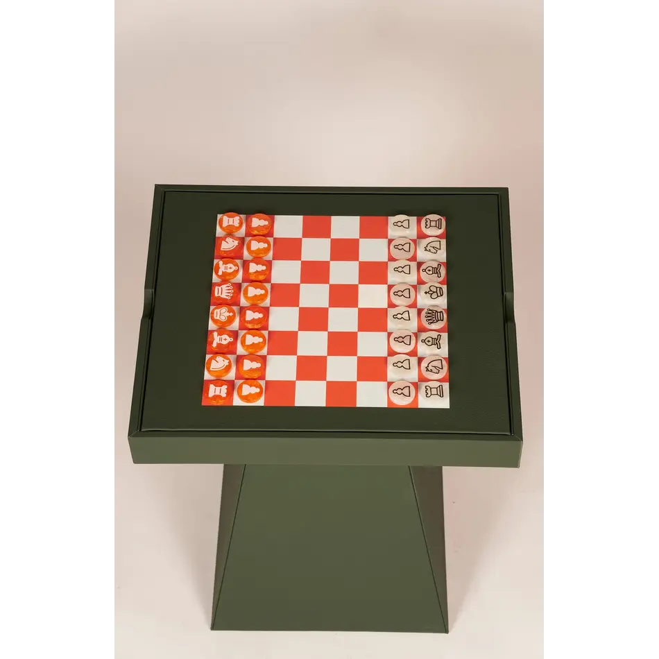 House of Nobilique Leather Game Table Green – Luxe Lederen Schaak- & Backgammon Tafel met Verborgen Opbergruimte House of Nobilique Leather Game Table Green – Luxe Lederen Schaak- & Backgammon Tafel met Verborgen Opbergruimte