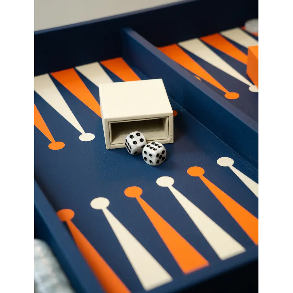 House of Nobilique Leather Game Table Blue – Luxe Lederen Schaak- & Backgammon Tafel met Verborgen Opbergruimte