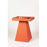 Leather Game Table Orange – Luxe Lederen Schaak- & Backgammon Tafel met Verborgen Opbergruimte