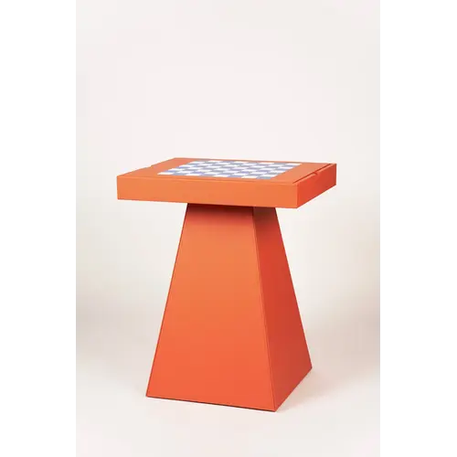 House of Nobilique Leather Game Table Orange – Luxe Lederen Schaak- & Backgammon Tafel met Verborgen Opbergruimte