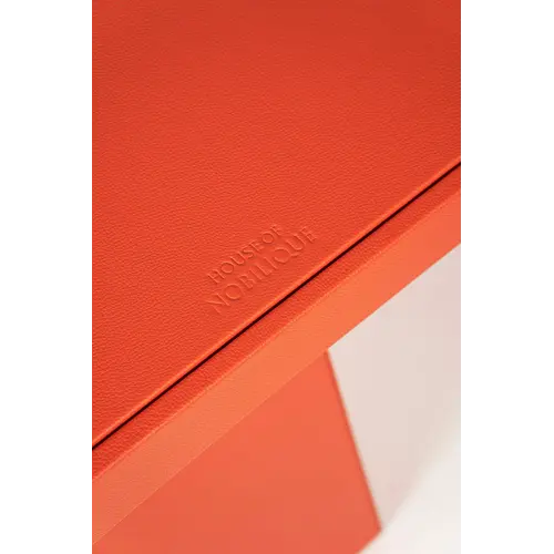 House of Nobilique Leather Game Table Orange – Luxe Lederen Schaak- & Backgammon Tafel met Verborgen Opbergruimte