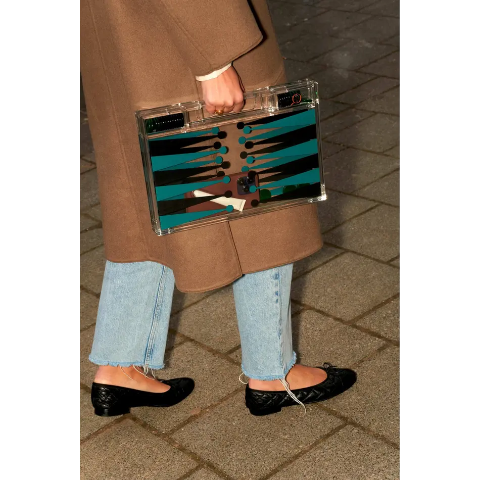 House of Nobilique Portable Backgammon – Luxe Draagbare Backgammon Set van Acryl (38,5 x 23,3 cm)