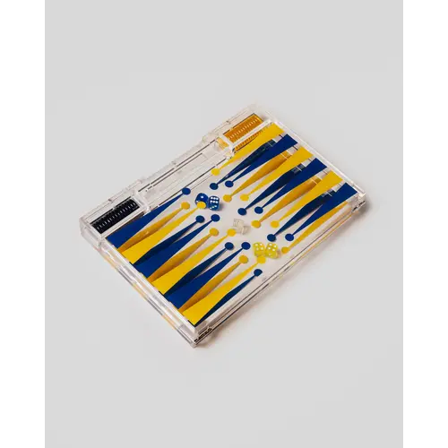 Portable Backgammon Yellow / Blue - Deluxe Portable Acrylic Backgammon Set (38.5 x 23.3 cm) Portable Backgammon Yellow / Blue - Deluxe Portable Acrylic Backgammon Set (38.5 x 23.3 cm)