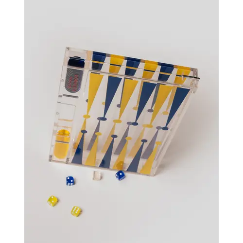 Portable Backgammon Yellow / Blue - Deluxe Portable Acrylic Backgammon Set (38.5 x 23.3 cm) Portable Backgammon Yellow / Blue - Deluxe Portable Acrylic Backgammon Set (38.5 x 23.3 cm)