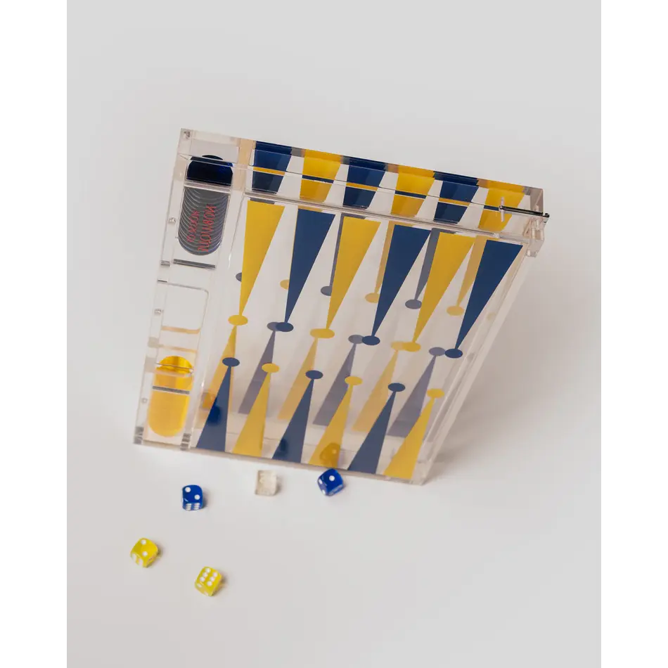 Portable Backgammon Yellow / Blue - Deluxe Portable Acrylic Backgammon Set (38.5 x 23.3 cm) Portable Backgammon Yellow / Blue - Deluxe Portable Acrylic Backgammon Set (38.5 x 23.3 cm)