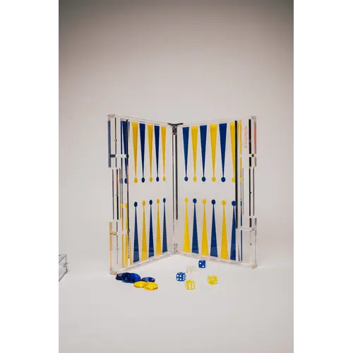 Portable Backgammon Yellow / Blue - Deluxe Portable Acrylic Backgammon Set (38.5 x 23.3 cm) Portable Backgammon Yellow / Blue - Deluxe Portable Acrylic Backgammon Set (38.5 x 23.3 cm)